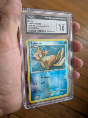 (Pop 10) CGC 10 GEM MINT Pokemon Great Encounters Reverse Holo Buizel 61/106 - Image 1 of 4