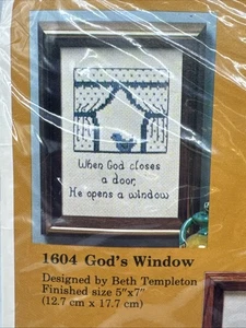 Vintage Creative Circle 1604 When God Closes A Door…5x7” Cross Stitch Kit 1979 - Picture 1 of 3