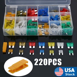 Kit surtido de fusibles para automóvil 220 piezas ATM APM hoja fusibles automotriz estándar y Vqghfj - Imagen 1 de 16