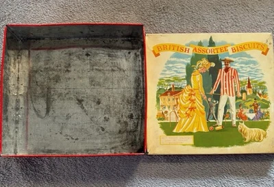 Vintage British Assorted Biscuits Tin Can "Recreation" Croquet 9.5" x 9" - Image 1 of 4
