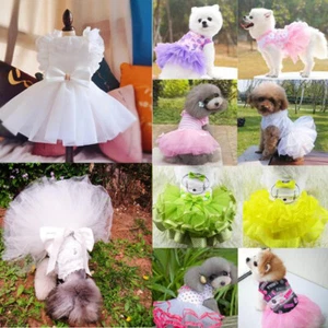 Cat Small Dog Dress Lace Bow Dress For Pet Puppy Dog Chihuahua Clothes Summer + - Picture 1 of 23
