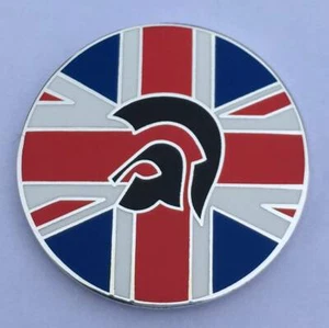 Trojan Union Jack Enamel Pin Badge - Blue , White, Red & Silver Coloured - Picture 1 of 2