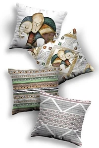 Kissenbezug 45x45 4er Set Premium Quality Raschelstoff Beidseitig Bedruckt OVP - Bild 1 von 6