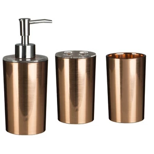 Set Of 3 Shine Rose Gold Toothbrush Holder Liquid Dispenser Bathroom Accessory - Picture 1 of 4