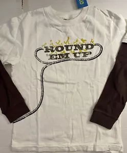 NWT Boys 10 Gymboree RODEO COWBOY Cotton Double Sleeve Round ‘em Up SHIRT TOP - Picture 1 of 5
