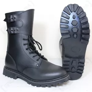 Botas con Hebilla Ranger del Ejército Francés de Cuero Negras - Hombres Combate Militar Nuevos Zapatos - Imagen 1 de 5