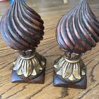 Set Of 2 Heavy  Bookends 6 Pounds Brown With Gold Trim 9? Tall
