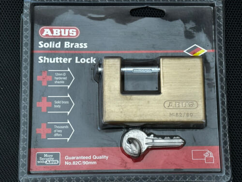 ABUS Mechanical ABUKA11578 82/90mm Monoblock Brass Shutter Padlock Keyed Alik...