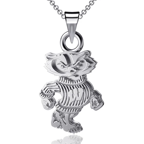 Dayna Designs Wisconsin Badgers Silver Small Pendant Necklace Cover
