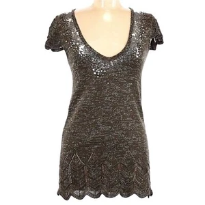 Creazioni Kevin Pailletten Lurex Wolle Strick Kurzarm Top Neu mit Etikett Junior M - Bild 1 von 9
