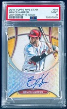2017 Topps Five Star Bryce Harper Auto PSA 9 Mint Gold #8/10 #BH Baseball Card