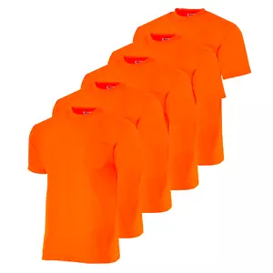 Hi Vis Orange Safety 5-pack T Shirts Fast Drying  Short Sleeve JORESTECH - Picture 1 of 8