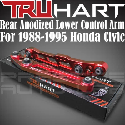 TruHart Rear Lower Control Arm Set RED For Honda Civic 1988-1995 EG DEL SOL CRX - Image 1 of 4