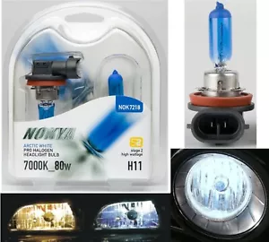 Nokya 7000K White H11 Nok7218 80W Two Bulbs Head Light Low Beam Replace Hi Watt - Picture 1 of 12