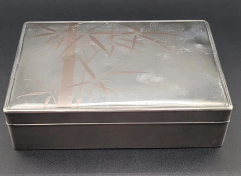 Japanese Samurai Shokai Sterling Silver Big Box Solid Sterling 565 Grams Rare Cover
