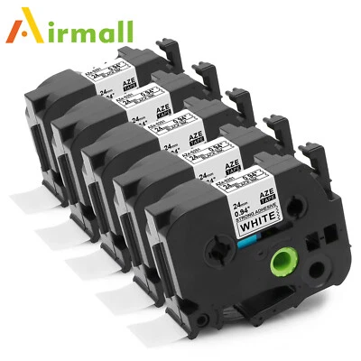 5PK 24mm Tz 251 TZe251 Black on White Label Tape Compatible For Brother P-touch - Image 1 of 4