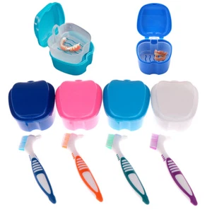 Denture Bath Cleaner Retainer With Tray Case Holder Storage denture brush se..u - Picture 1 of 18