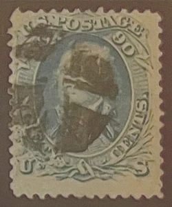 US STAMPS #72a 90c WASHINGTON USED 1861 cv $650 (pale blue) - Picture 1 of 3