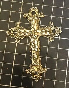 Vintage Victorian Style Large Floral Design Brass Crucifix - Picture 1 of 2