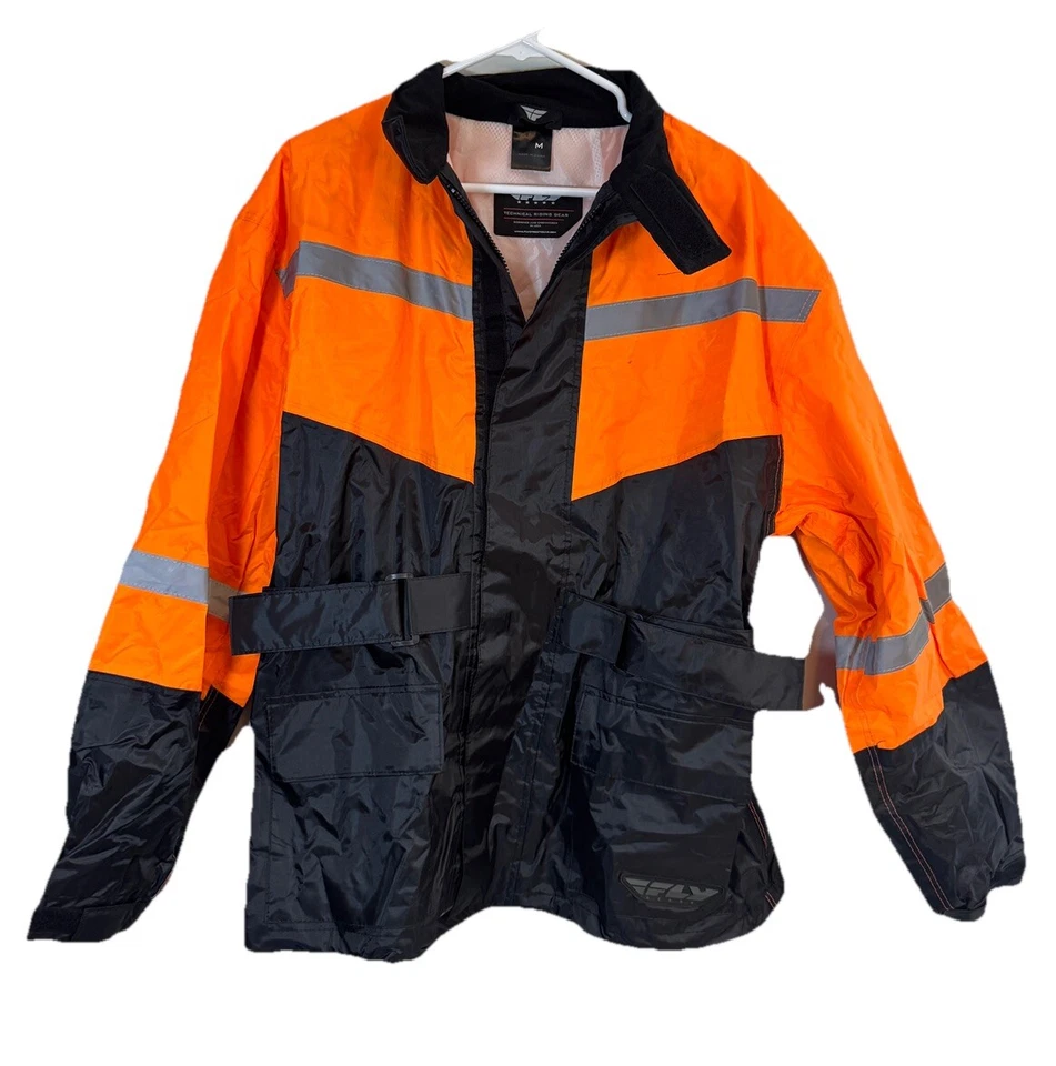Fly Racing Rain Jacket Men’s Medium Motorcycle High Visibility Orange Black - Image 1 of 4