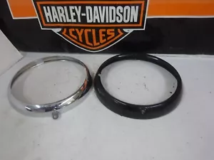 Harley BT FL/FLST ELECCIÓN de OEM USADO CROMO O NEGRO 7" Faro TRIM Anillo - Imagen 1 de 11