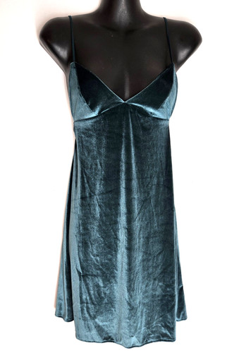 UNDERCOVER NUOVO Victoria's Secret XS Velluto Slip Dress Verde Chemise Camicia da Notte Extra Small