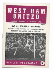 1966 European Cup Winners Cup Semi Final - WEST HAM UNITED v. BORUSSIA DORTMUND - Picture 1 of 3