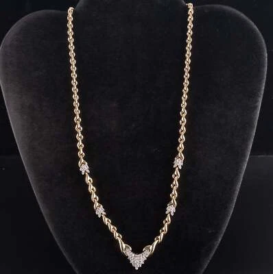 Collar pesado de dos tonos de diamantes redondos de oro amarillo blanco de 14 k 1,95 ctw 47,6 g Foto 1 de 4