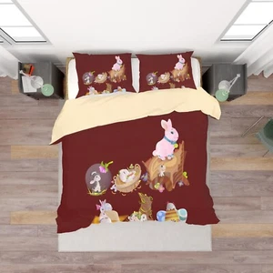 3D Rabbit Easter Egg Kids Quilt Cover Set Duvet Cover Bedding Pillowcases - Picture 1 of 6