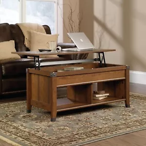 Coffee Table with Lift Top Storage Compartment Organizer Modern Cherry Wood Room - Picture 1 of 5