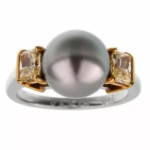 Graff Pearl Yellow Diamond Platinum Cocktail Ring Size 5 1/2 950 Heart - Picture 1 of 2