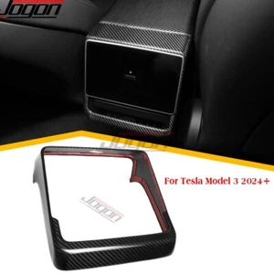 Real Carbon Fiber Rear Display Screen Covers Trim For Tesla Model 3 Highland 24+ - Picture 1 of 12