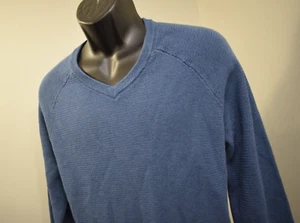 Lucky Brand V Neck Pullover Sweater Blue Long Sleeve Casual Mens Size Large - Picture 1 of 9