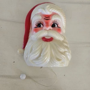 Vintage MCM Weihnachtsmann Kopf Kunststoff mit Zugschnur spielt Jingle Bells 7" Arbeit - Bild 1 von 6