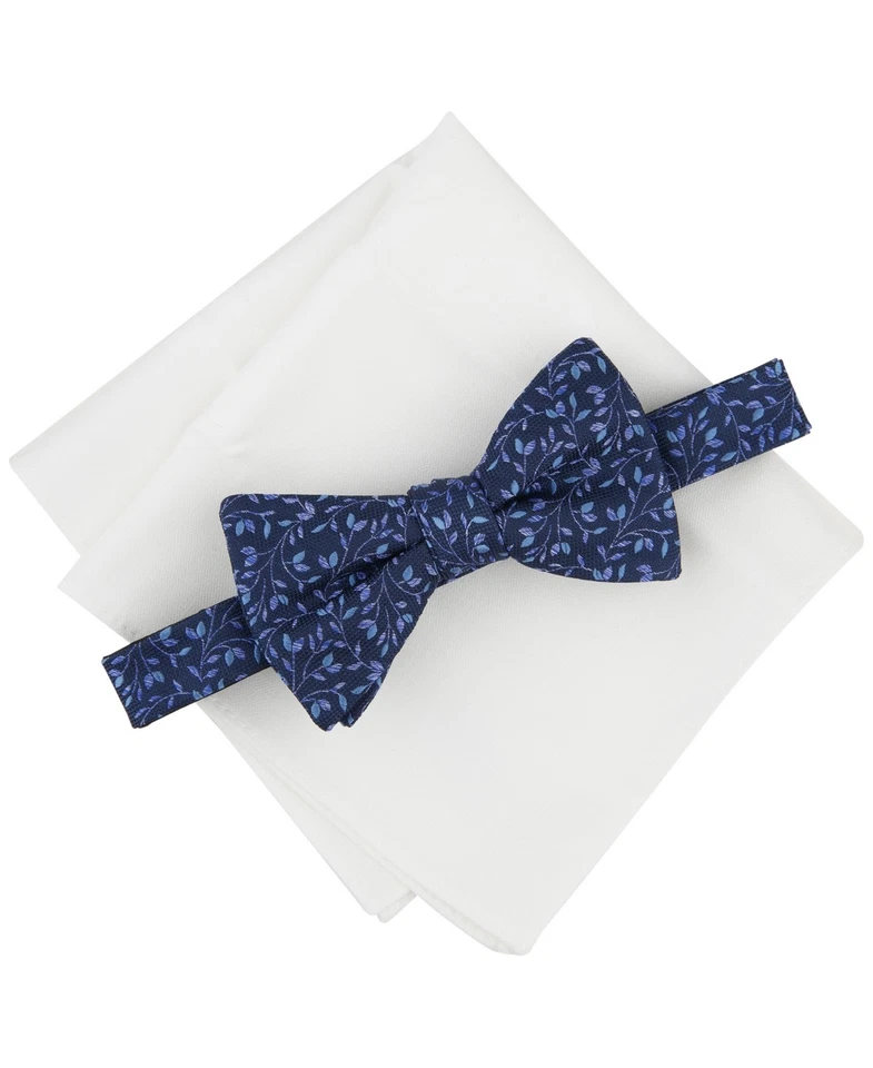 Conjunto cuadrado de bolsillo floral azul talla única corbata de moño corte regular Bar Iii para hombre Foto 1 de 1
