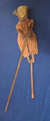 Arte popular antiguo de mano hecho a mano juguete brazo baile pierna palos de madera ásperos ÚNICO EN SU CLASE Foto 1 de 4