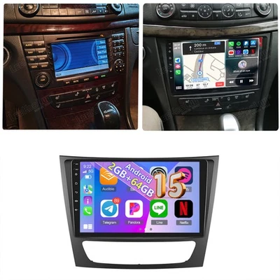 Radio coche 2G+64G Android 15 para Mercedes Benz E-W211 E320 E500 E350 Carplay RDS Foto 1 de 4