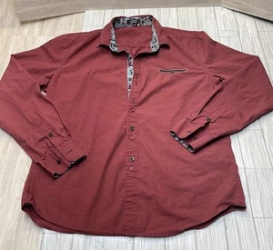 Coofandy Size Large Long Sleeve Button Down Shirt Red Colorful - Picture 1 of 14