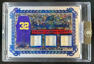 2021 Leaf Art of Sport Karl Malone Paint by Numbers Relics Navy Jersey #3/12 - Picture 1 of 2