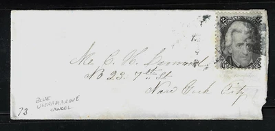 Sc #73 On Cover Blue/Ultramarine Cancel 2 Cent Jackson 1861 Civil War US C98 - Image 1 of 3