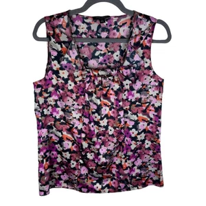 Banana Republic leichte Bluse rosa Blumen ärmellos Satin Schleife Größe M - Bild 1 von 10
