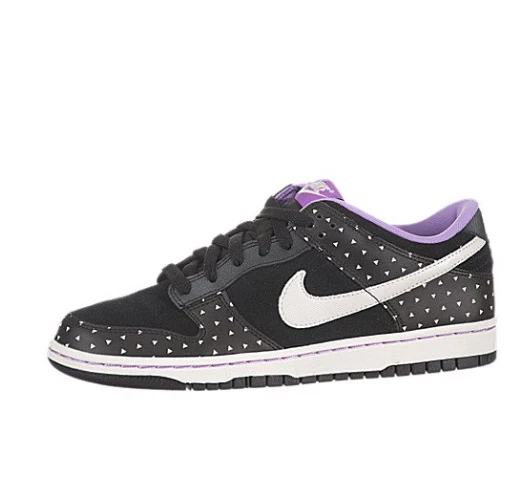 Zapatilla deportiva Nike Dunk baja ajustada con estampado de lunares negra/púrpura láser/vela para mujer 8,5 Foto 1 de 4