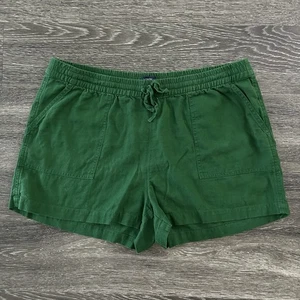 J. Crew Green Linen Blend Pull On Shorts Women’s L Elastic Waist Pockets Beach - Picture 1 of 4