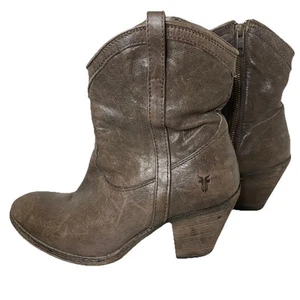 FRYE Taylor Brown Ankle Boot Boho Western Festival Side Zip Women 8.5 B - 77495 - Picture 1 of 16