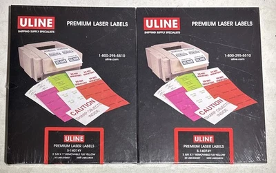 2- BRAND NEW Premium Laser Labels - SEALED ULINE S-14074Y 6000 Labels Total - Image 1 of 2