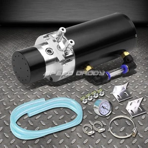 7"X2.5"BILLET ALUMINUM ENGINE OIL CATCH RESERVOIR BREATHER TANK/CAN+GAUGE BLACK - Picture 1 of 5