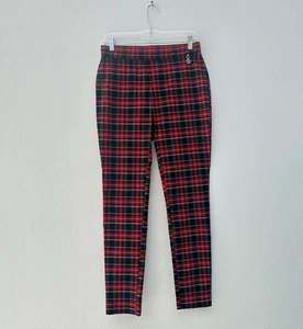 Tommy Hilfiger Ankle Pants Womens 8 Tartan Plaid Academia Grunge Preppy Pull On - Picture 1 of 14