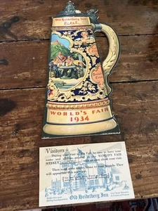 1934 World's Fair Blatz Beer Die-Cut Souvenir Old Heidelberg Inn Menu Milwaukee - Picture 1 of 7