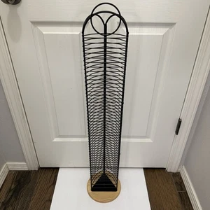Vintage Black Wire CD Tower Rack Stand Holds 50 CDs 36” Tall Y2K Media Storage - Picture 1 of 8