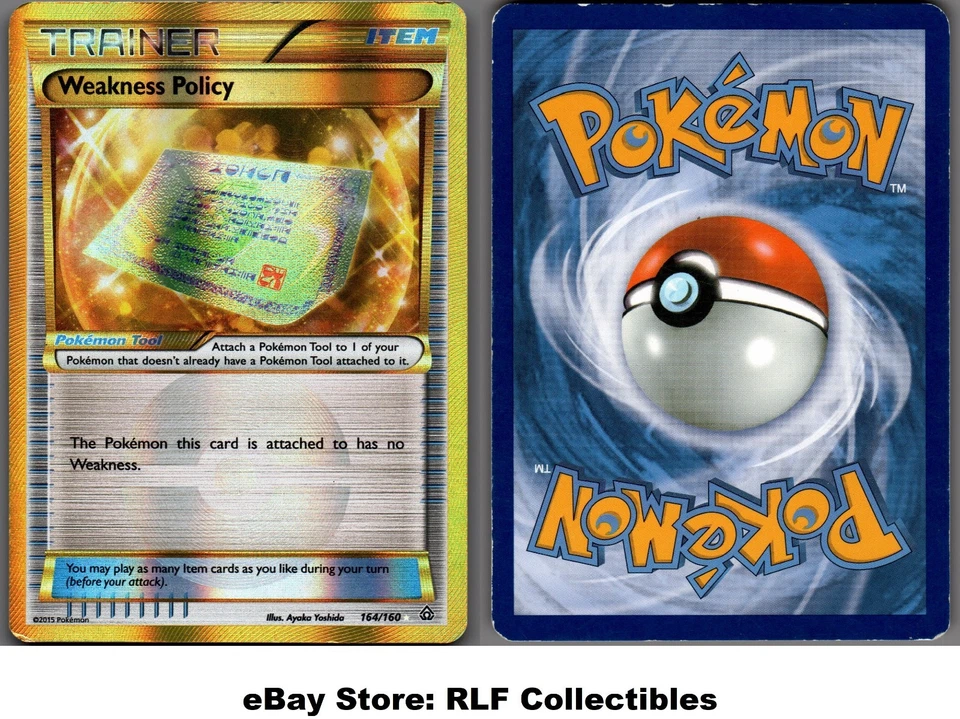 2015 Pokemon, XY Primal Clash, #164/160 Weakness Policy, Gold Secret Rare - Image 1 of 1